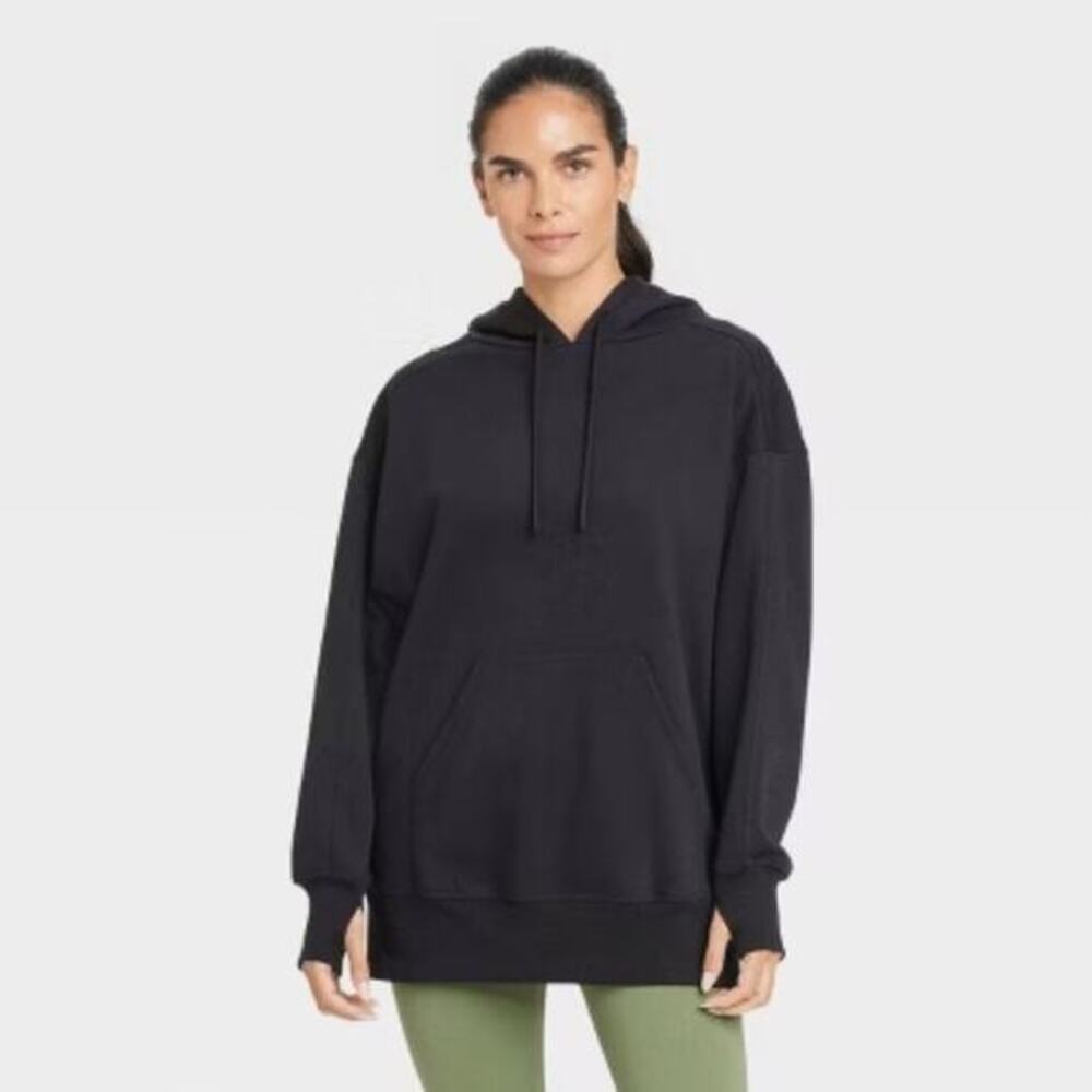 JoyLab Women's Fleece Oversized Hooded Pullover Sweatshirt Black Size‎ Medium
